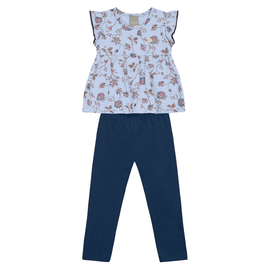 Conjunto Infantil Mundi Blusa E Calça Legging Em Cotton Conjunto Infantil Mundi Blusa E Calça Legging Em Cotton