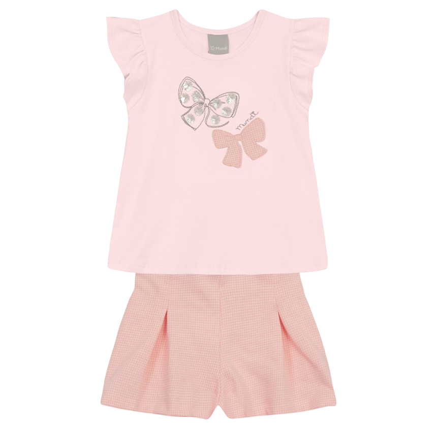 Conjunto Infantil Mundi Blusa Meia Malha E Short Pied Poule Conjunto Infantil Mundi Blusa Meia Malha E Short Pied Poule