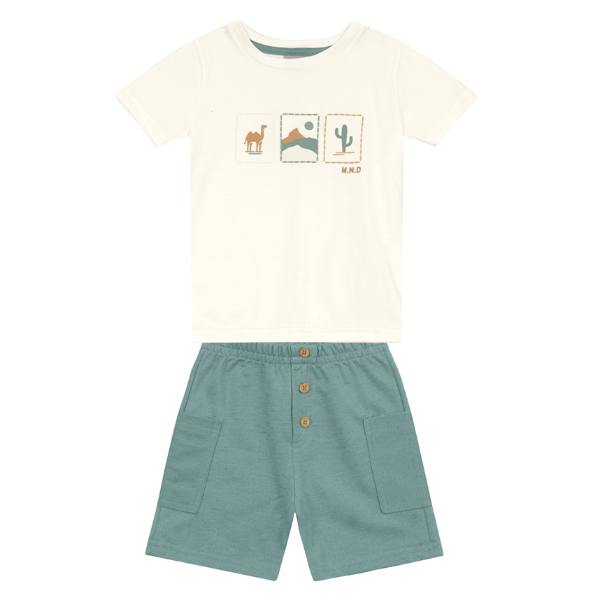 Conjunto Infantil Mundi Camiseta Meia Malha E Bermuda Conjunto Infantil Mundi Camiseta Meia Malha E Bermuda