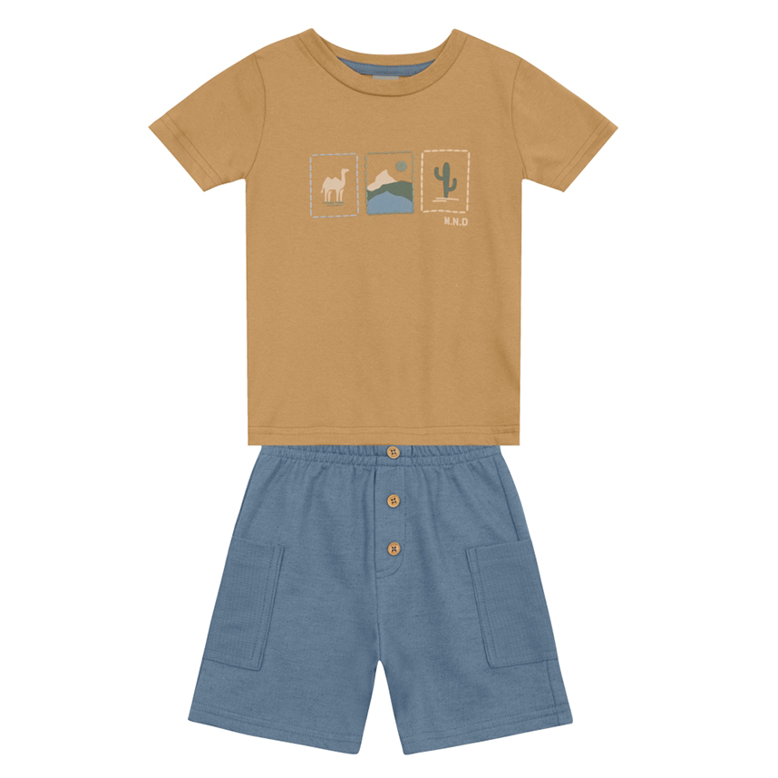 Conjunto Infantil Mundi Camiseta Meia Malha E Bermuda Conjunto Infantil Mundi Camiseta Meia Malha E Bermuda