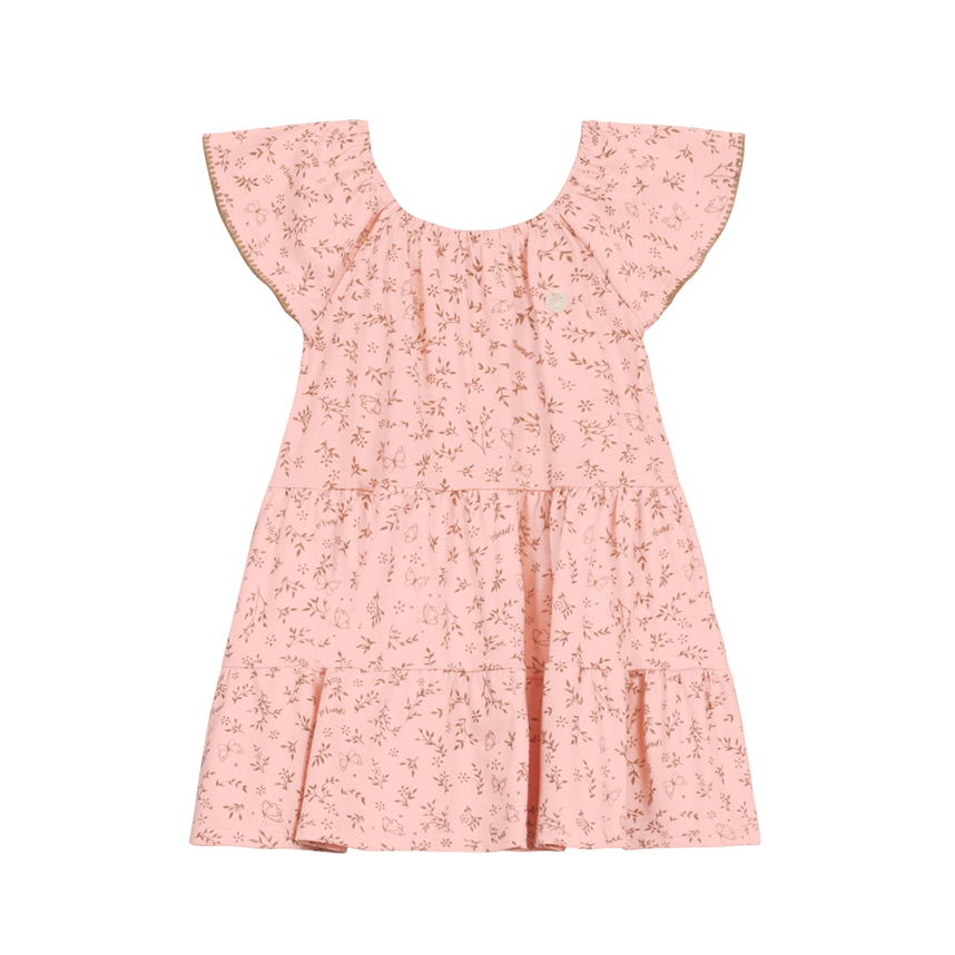 Vestido Infantil Mundi Meia Malha Florido Com Babado Vestido Infantil Mundi Meia Malha Florido Com Babado