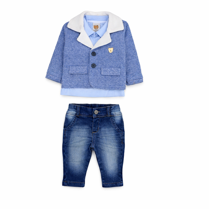 Conjunto Bebê Aconchego Jaqueta Com Body E Calça 3 Peças