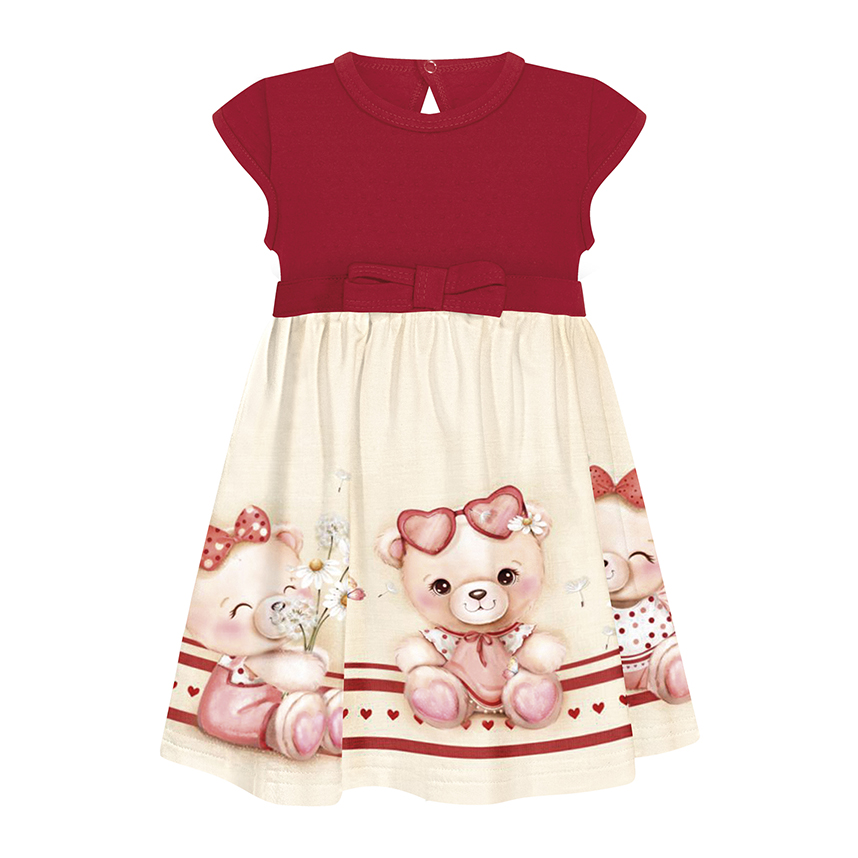 Vestido Bebê Alakazoo Manga Curta Estampa Ursinhos Vestido Bebê Alakazoo Manga Curta Estampa Ursinhos