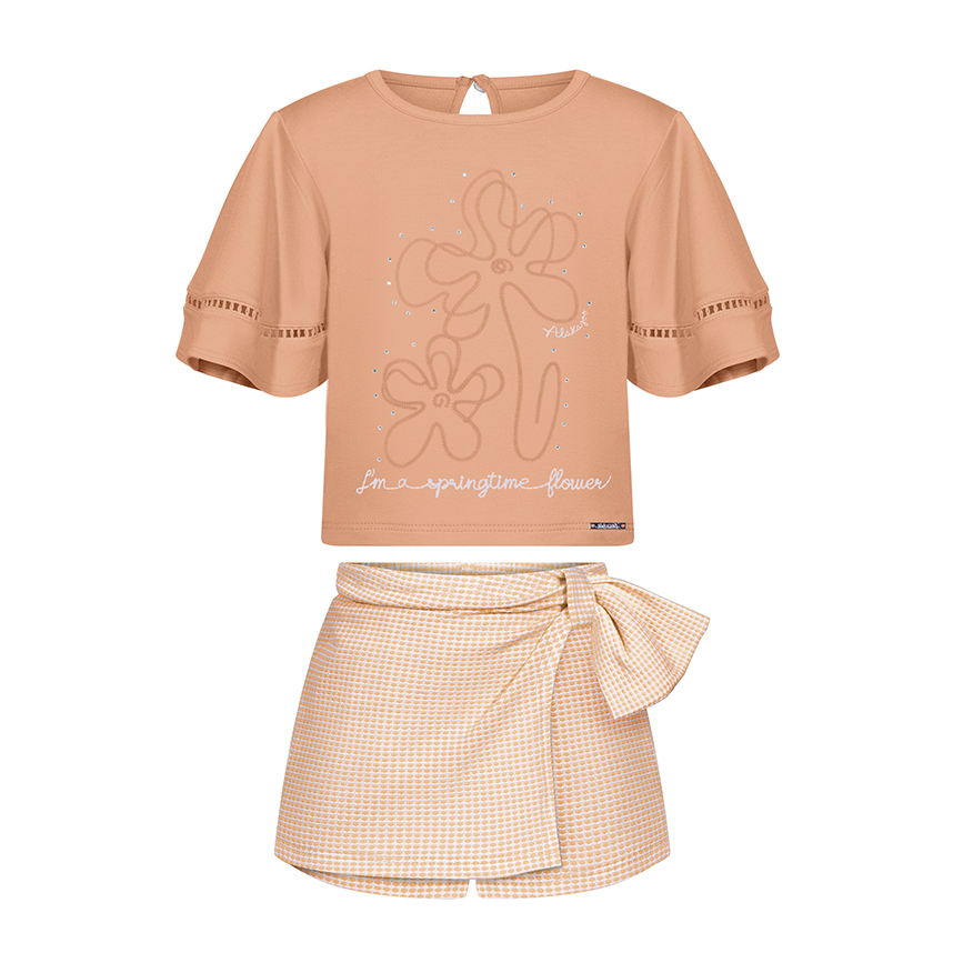 Conjunto Infantil Alakazoo Blusa Com Renda E Short Saia Conjunto Infantil Alakazoo Blusa Com Renda E Short Saia