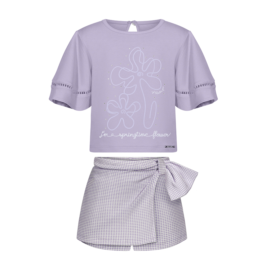 Conjunto Infantil Alakazoo Blusa Com Renda E Short Saia Conjunto Infantil Alakazoo Blusa Com Renda E Short Saia