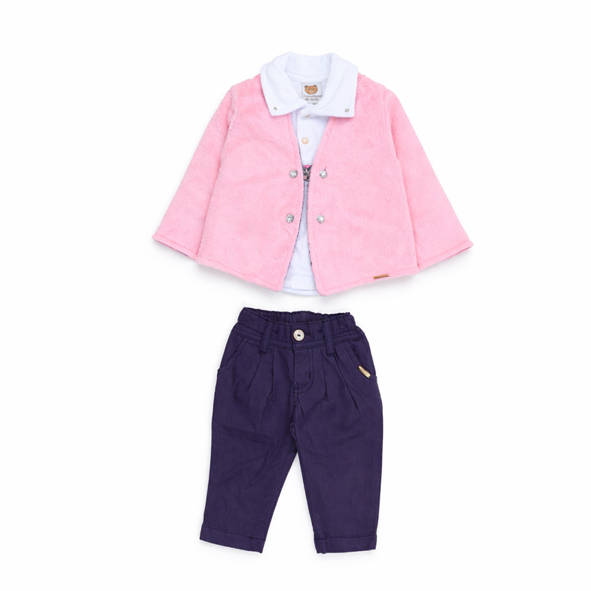 Conjunto Bebê Aconchego Casaco Body E Calça 3 Peças