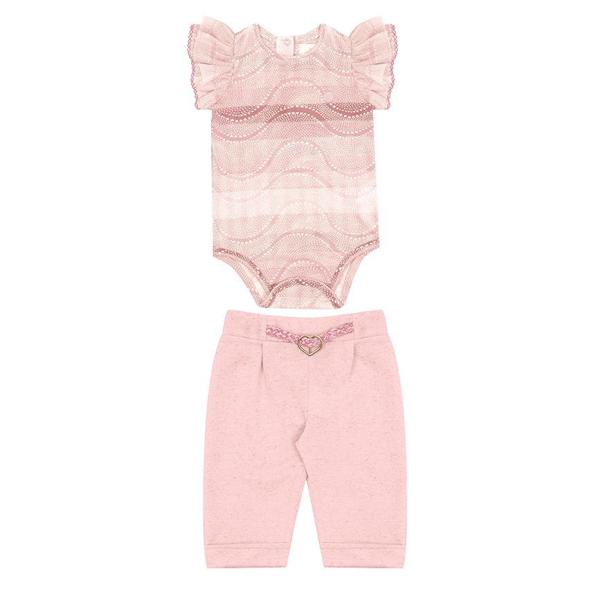 Conjunto Bebê Kiki Body Manga Babado E Calça Conjunto Bebê Kiki Body Manga Babado E Calça
