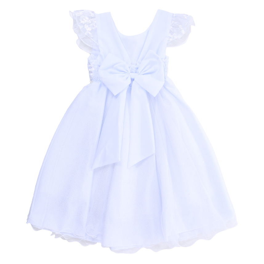 Vestido Infantil D Luxe Manga Curta Bordado Flor Vestido Infantil D Luxe Manga Curta Bordado Flor