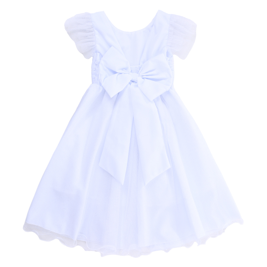 Vestido Tule Infantil D Luxe Manga Curta Bordado Flor Vestido Tule Infantil D Luxe Manga Curta Bordado Flor