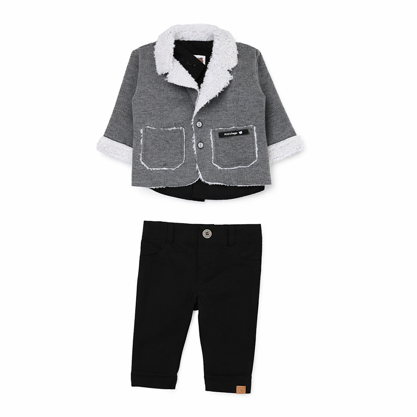 Conjunto Bebê Aconchego Camisa Blazer E Calça 3 Peças