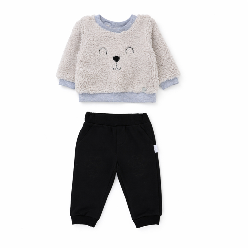 Conjunto Bebê Aconchego Blusa Peluciada Urso E Calça