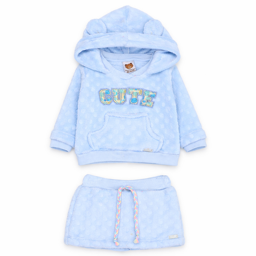 Conjunto Bebê Aconchego Blusa Com Capuz E Saia