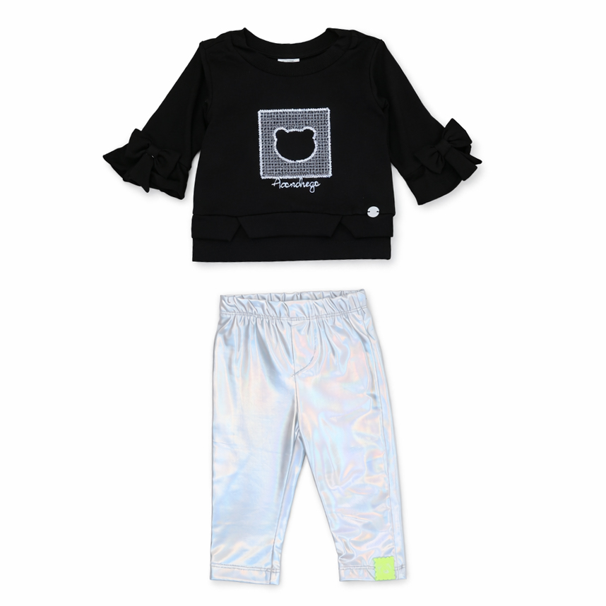 Conjunto Bebê Aconchego Blusa Urso Laço E Calça