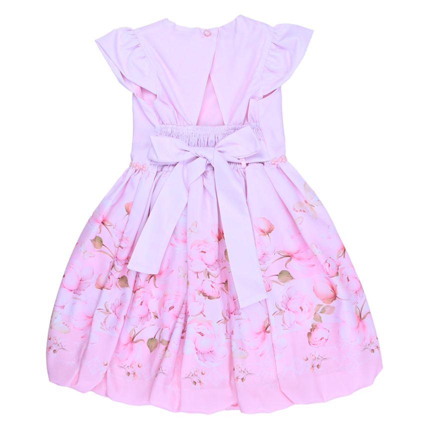 Vestido Infantil Planeta Rosa Manga Curta Borboletas Vestido Infantil Planeta Rosa Manga Curta Borboletas