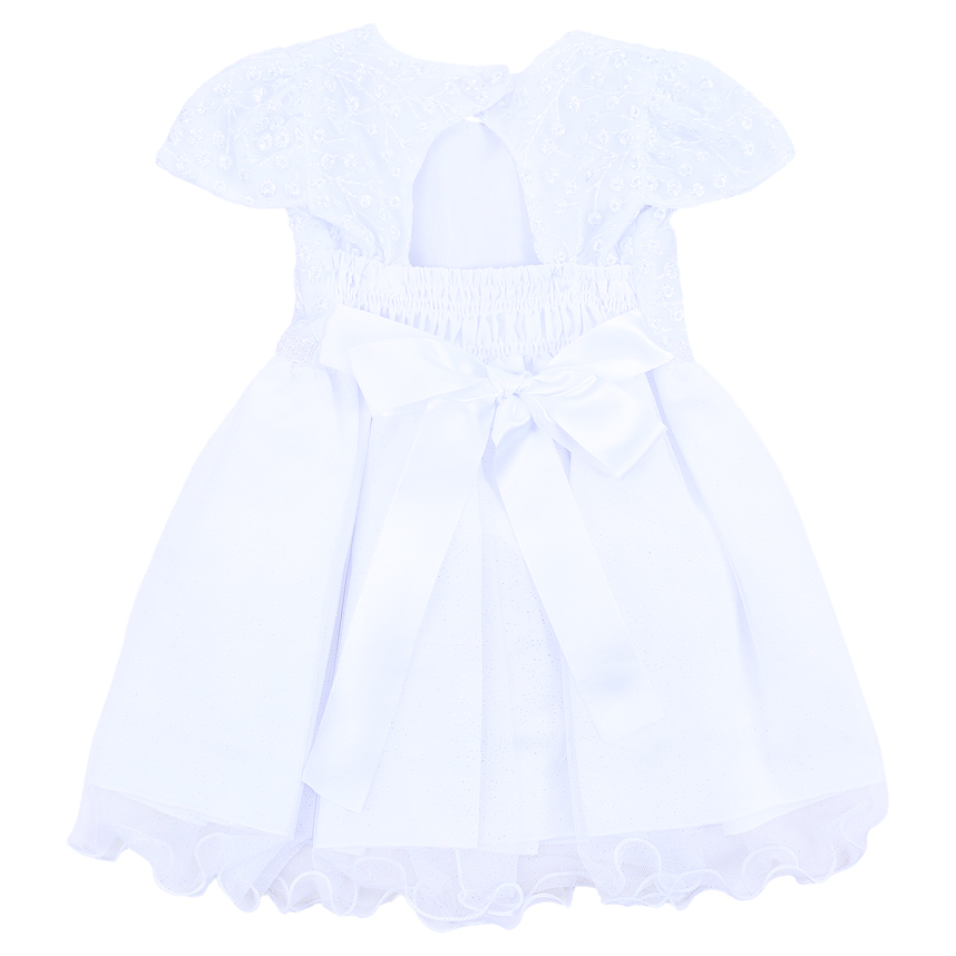 Vestido Infantil Planeta Rosa Manga Curta Bordado