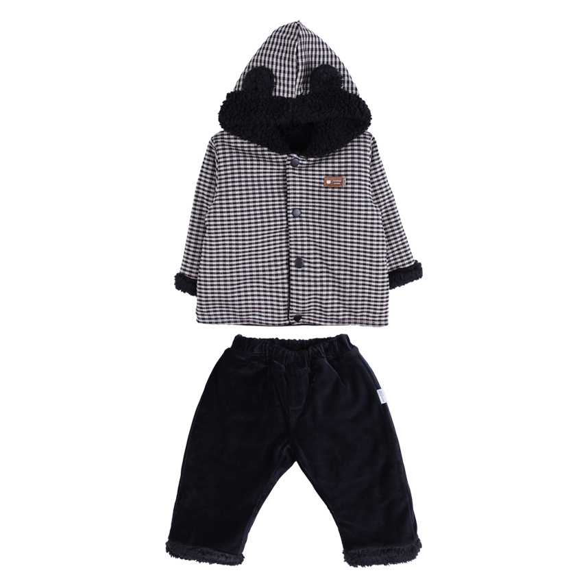 Conjunto Bebê Aconchego Casaco Pelo Com Capuz  E Calça