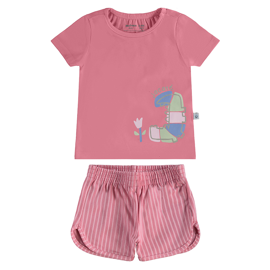 Conjunto Bebê Malwee Blusa Manga Curta E Short  Listrado Conjunto Bebê Malwee Blusa Manga Curta E Short  Listrado