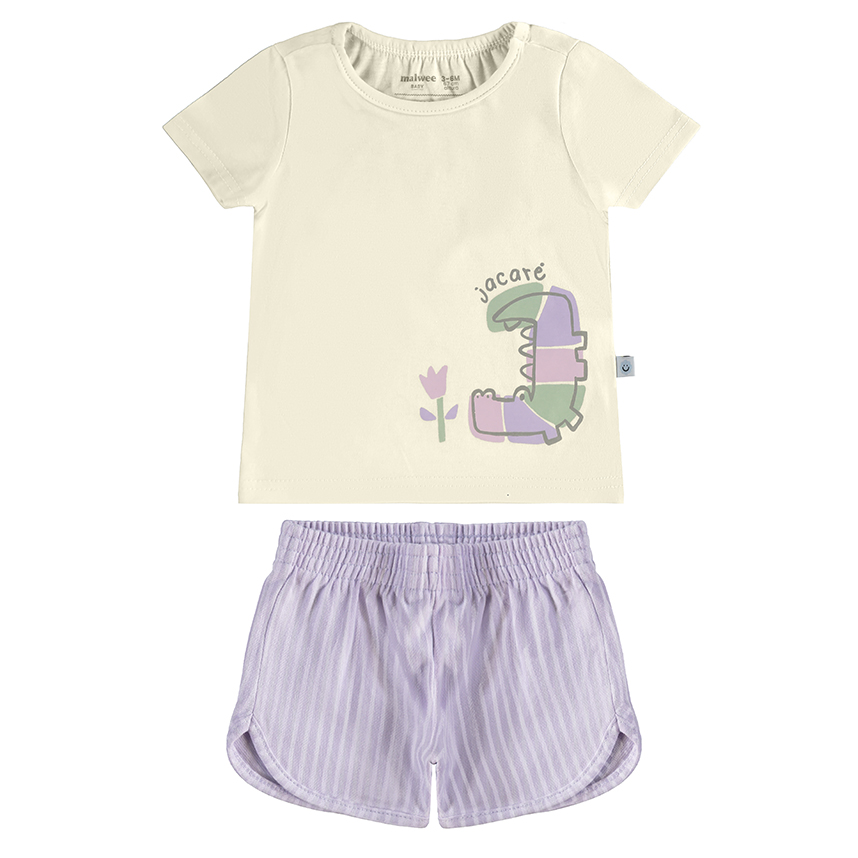 Conjunto Bebê Malwee Blusa Manga Curta E Short  Listrado Conjunto Bebê Malwee Blusa Manga Curta E Short  Listrado