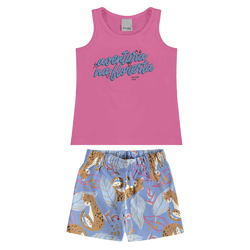 Conjunto Infantil Malwee Blusa Regata E Short Meia Malha Conjunto Infantil Malwee Blusa Regata E Short Meia Malha