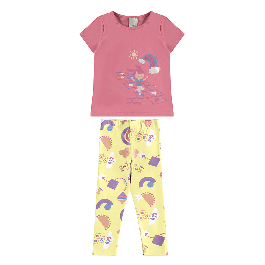 Conjunto Infantil Malwee Blusa Manga Curta E Legging Conjunto Infantil Malwee Blusa Manga Curta E Legging
