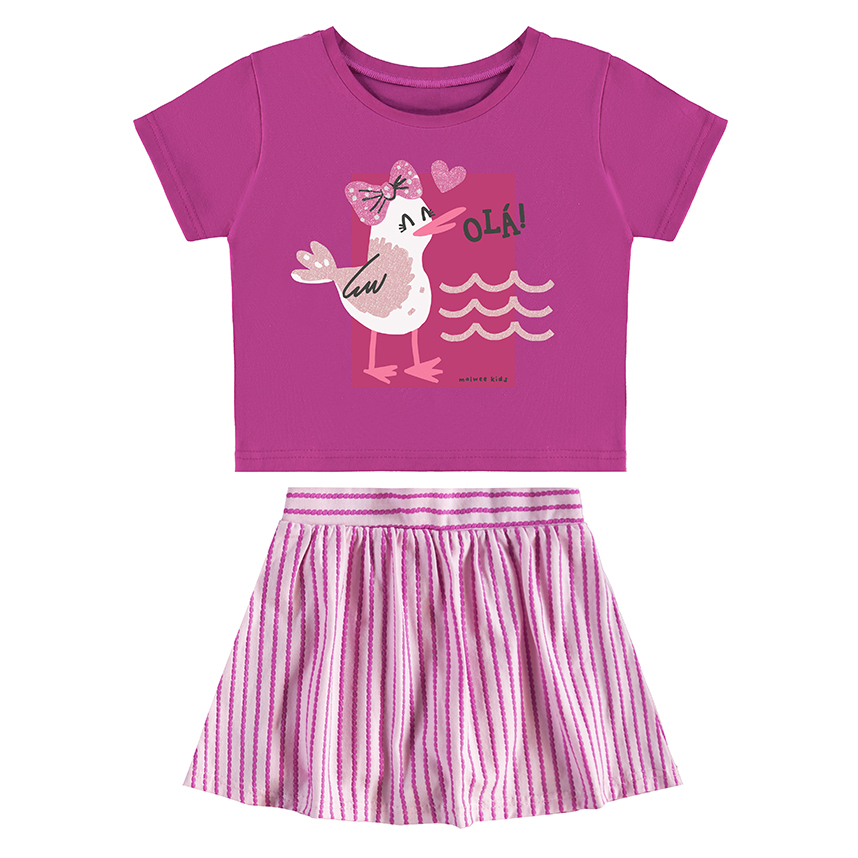 Conjunto Infantil Malwee Blusa Manga Curta E Short Saia Conjunto Infantil Malwee Blusa Manga Curta E Short Saia