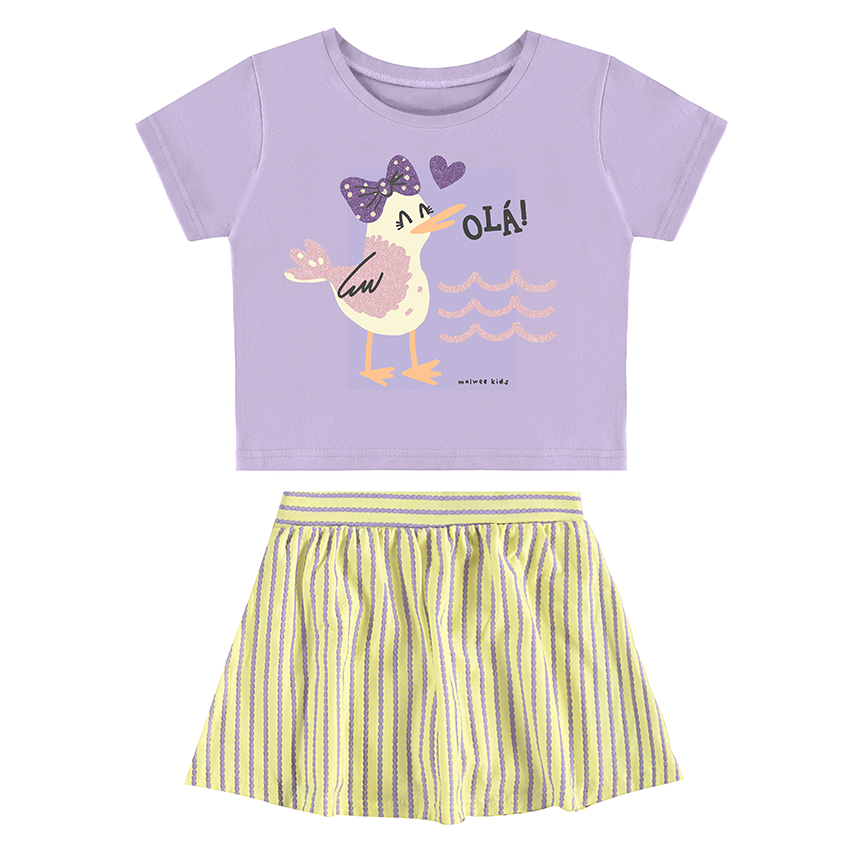 Conjunto Infantil Malwee Blusa Manga Curta E Short Saia Conjunto Infantil Malwee Blusa Manga Curta E Short Saia