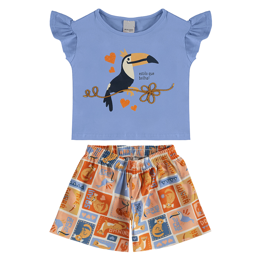 Conjunto Infantil Malwee Blusa Manga Curta E Short Conjunto Infantil Malwee Blusa Manga Curta E Short