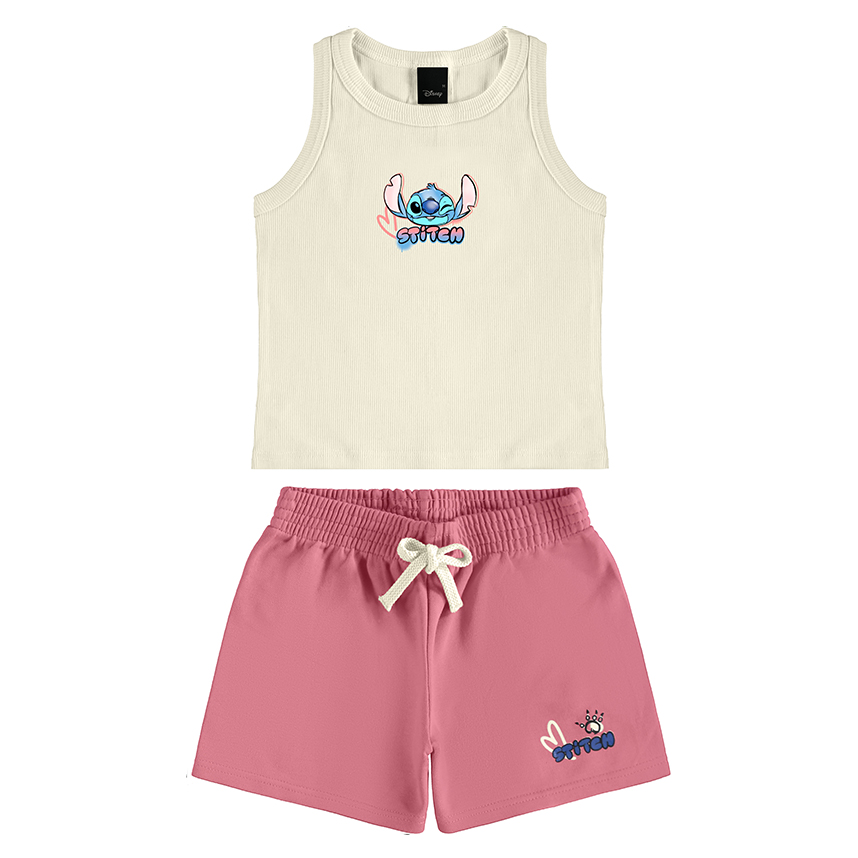 Conjunto Infantil Malwee Blusa Regata E Short Estampa Stitch Conjunto Infantil Malwee Blusa Regata E Short Estampa Stitch