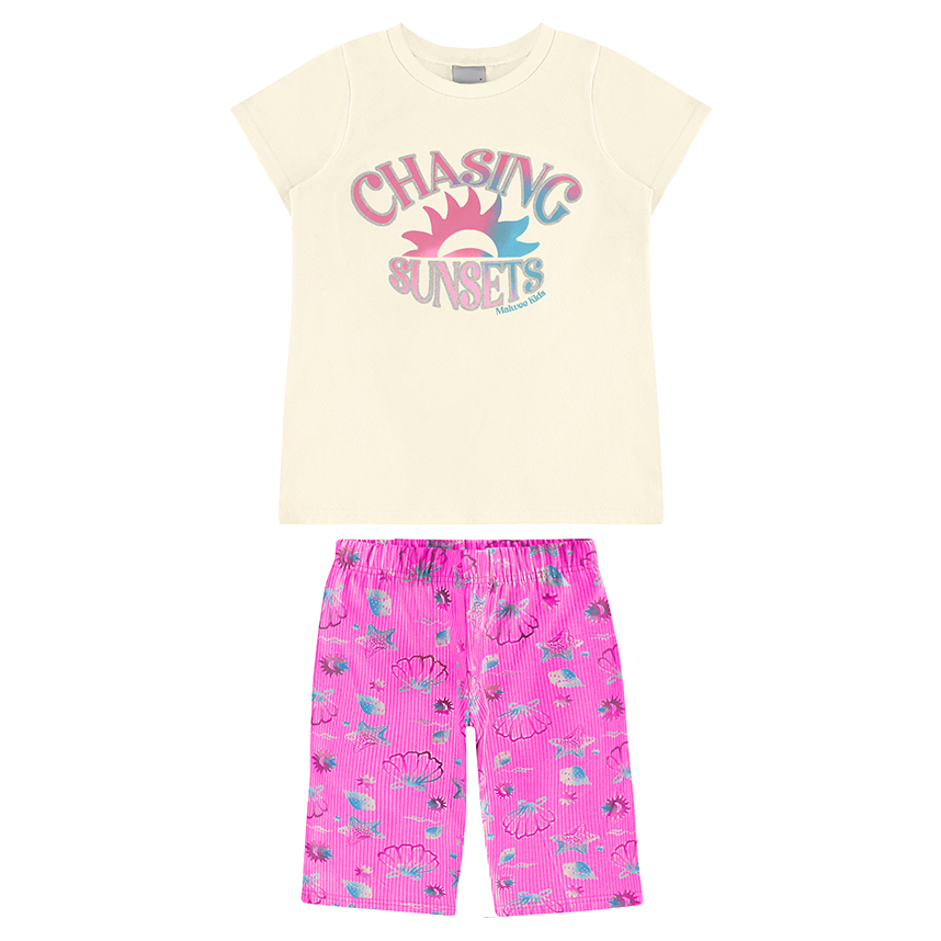 Conjunto Infantil Malwee Blusa Manga Curta E Short Cotton Conjunto Infantil Malwee Blusa Manga Curta E Short Cotton