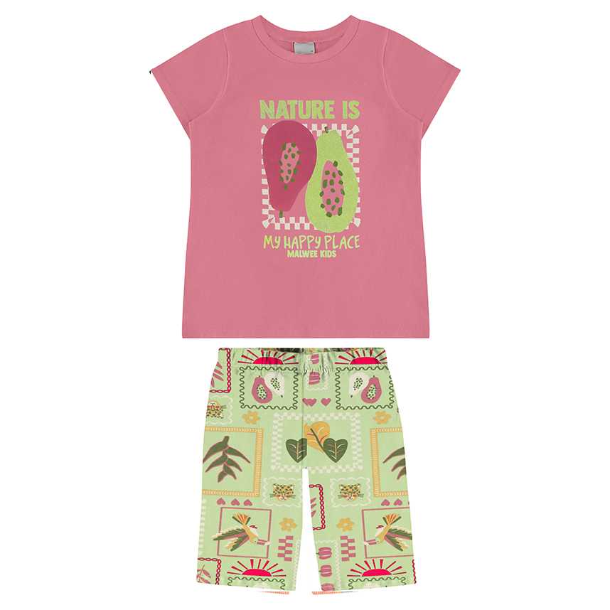 Conjunto Infantil Malwee Blusa Manga Curta E Short Cotton Conjunto Infantil Malwee Blusa Manga Curta E Short Cotton