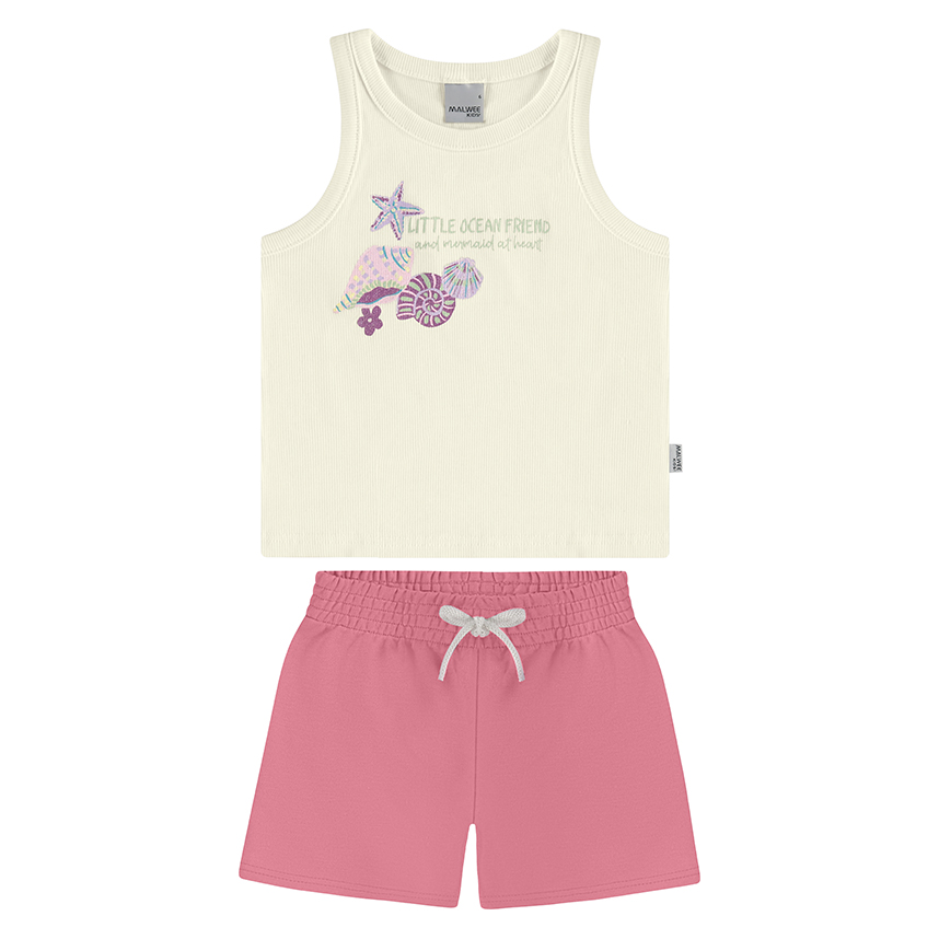 Conjunto Infantil Malwee Blusa Regata E Short Moletom Conjunto Infantil Malwee Blusa Regata E Short Moletom