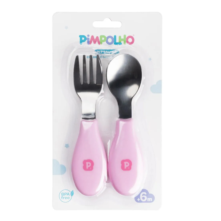 Kit Infantil Talheres Pimpolho Colher E Garfo Inox