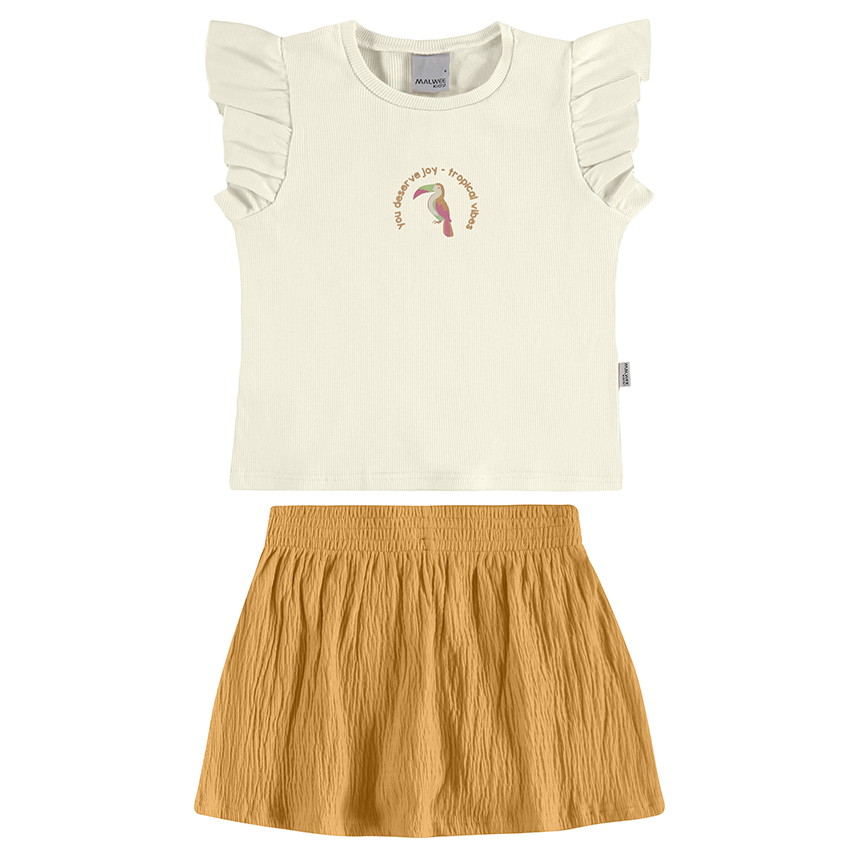 Conjunto Infantil Malwee Blusa Ribana E Short Saia Conjunto Infantil Malwee Blusa Ribana E Short Saia