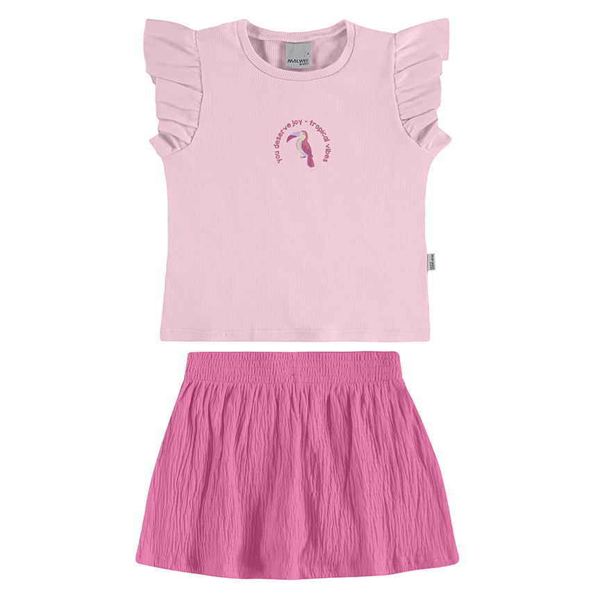Conjunto Infantil Malwee Blusa Ribana E Short Saia Conjunto Infantil Malwee Blusa Ribana E Short Saia