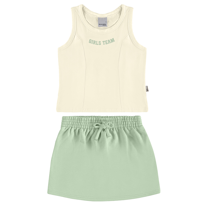 Conjunto Infantil Malwee Blusa Regata Cotton E Short Saia