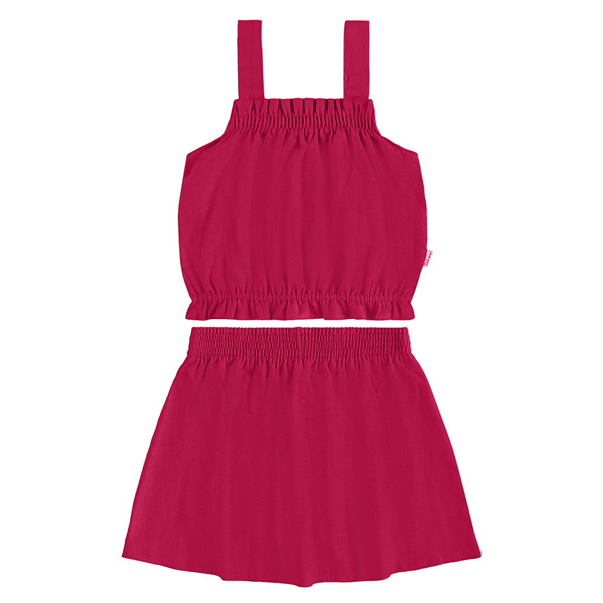Conjunto Infantil Malwee Blusa Alcinha E Short Saia Conjunto Infantil Malwee Blusa Alcinha E Short Saia