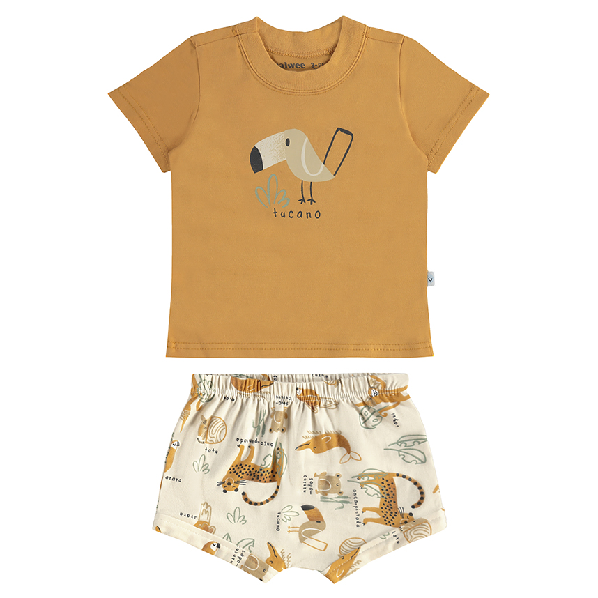 Conjunto Bebê Malwee Camiseta E Bermuda Estampa Tucano Conjunto Bebê Malwee Camiseta E Bermuda Estampa Tucano