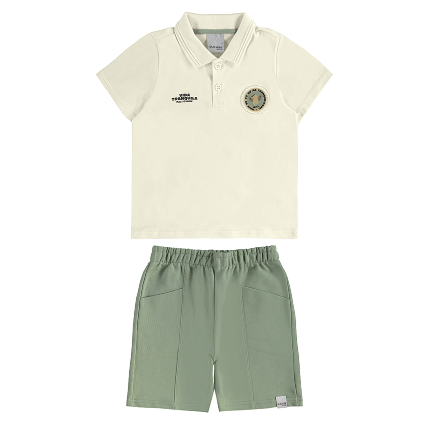 Conjunto Infantil Malwee Camiseta Gola Polo E Bermuda Conjunto Infantil Malwee Camiseta Gola Polo E Bermuda