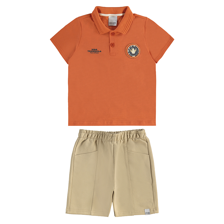 Conjunto Infantil Malwee Camiseta Gola Polo E Bermuda Conjunto Infantil Malwee Camiseta Gola Polo E Bermuda