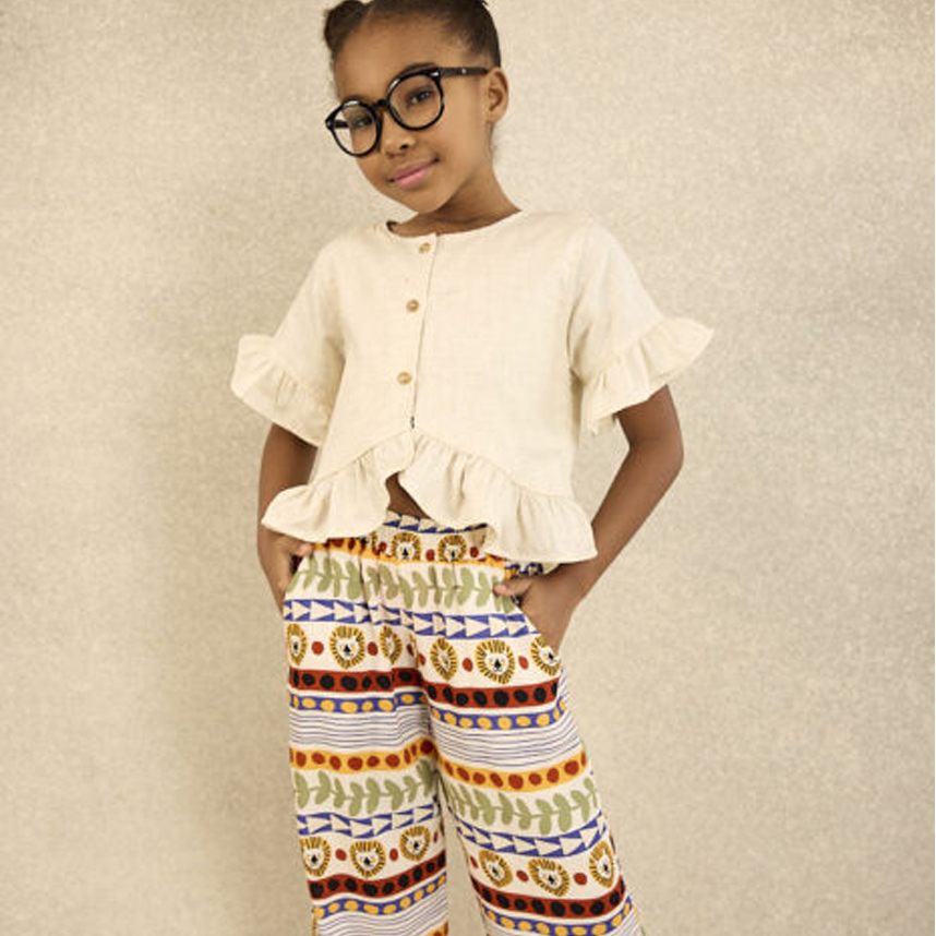 Bata Infantil Opera Kids Manga Curta Babado Botões Zoe