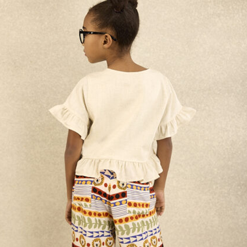 Bata Infantil Opera Kids Manga Curta Babado Botões Zoe