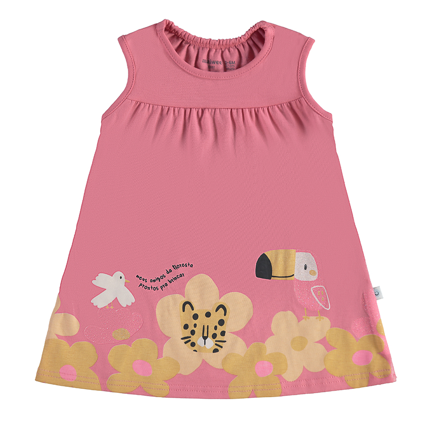 Vestido Curto Evasê Bebê Malwee Regata Em Meia Malha Vestido Curto Evasê Bebê Malwee Regata Em Meia Malha