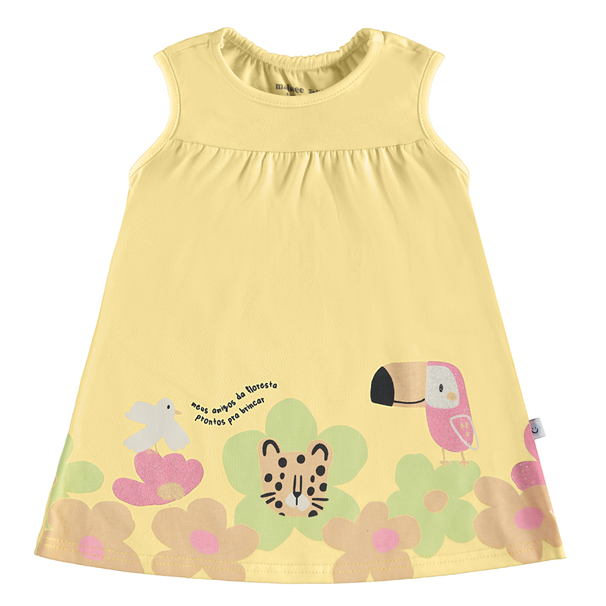 Vestido Curto Evasê Bebê Malwee Regata Em Meia Malha Vestido Curto Evasê Bebê Malwee Regata Em Meia Malha
