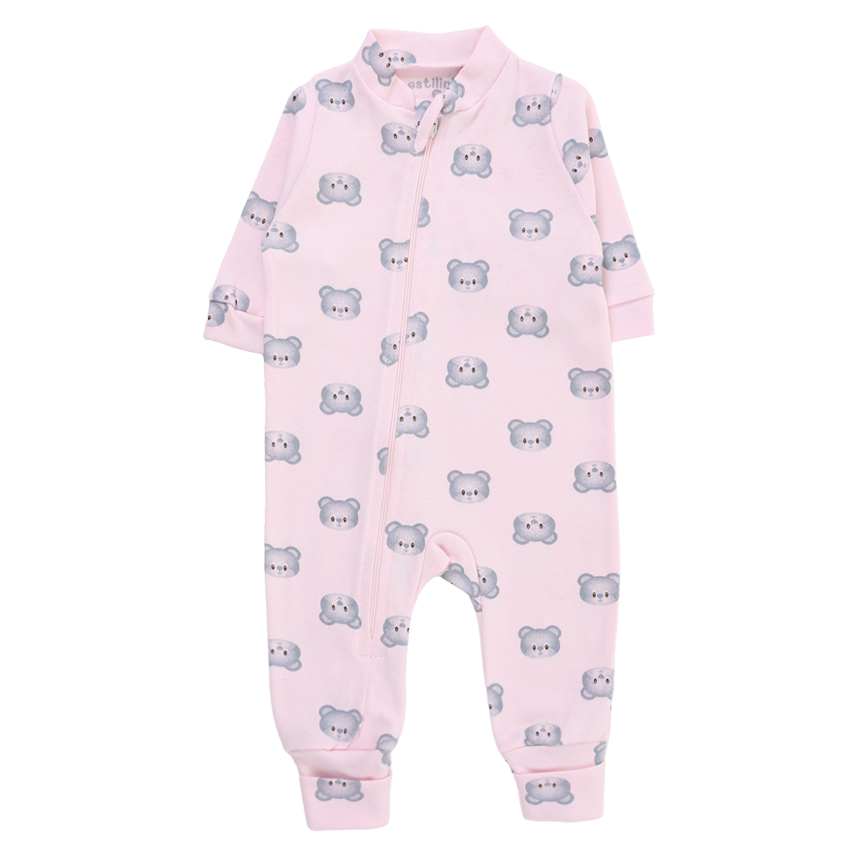 Macacão Longo Bebê Estilinho Em Suedine Estampa Ursos