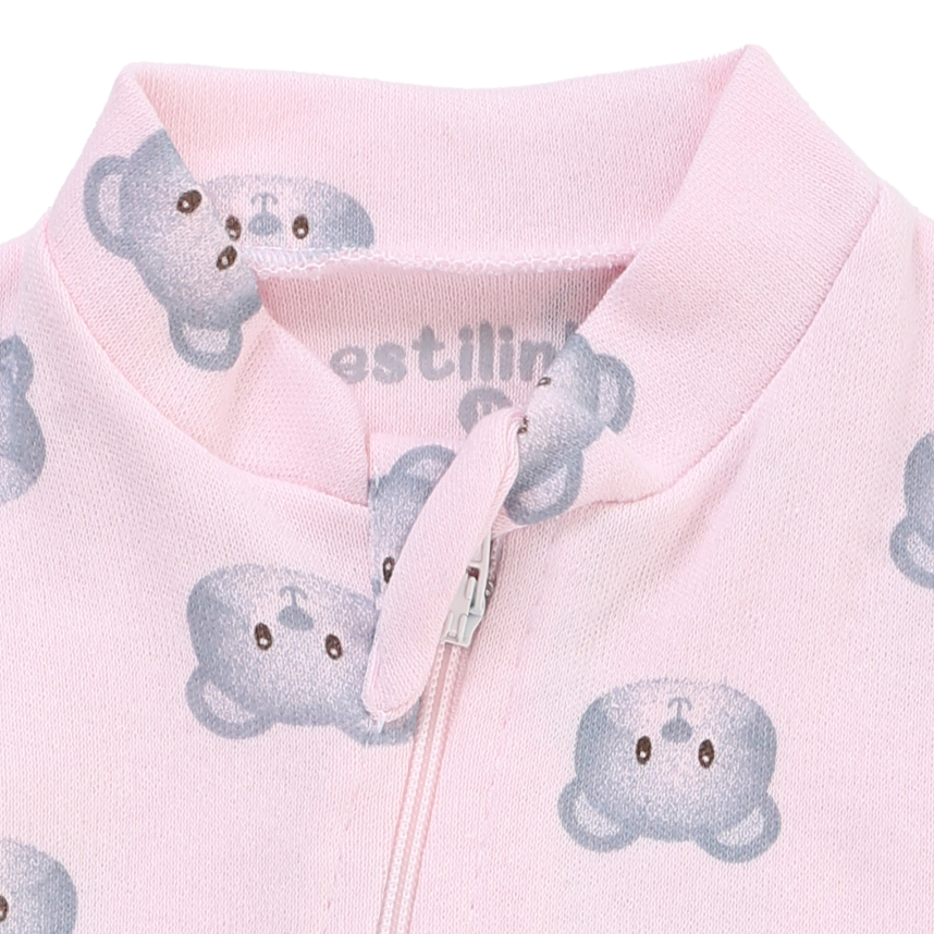 Macacão Longo Bebê Estilinho Em Suedine Estampa Ursos