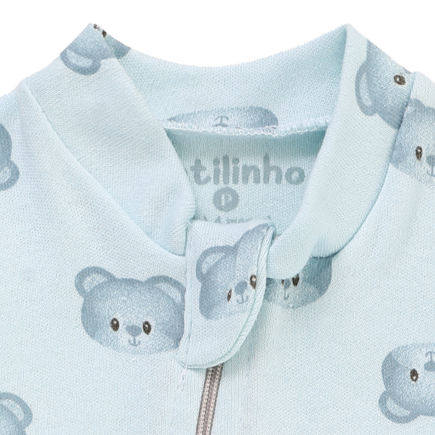 Macacão Longo Bebê Estilinho Em Suedine Estampa Ursos