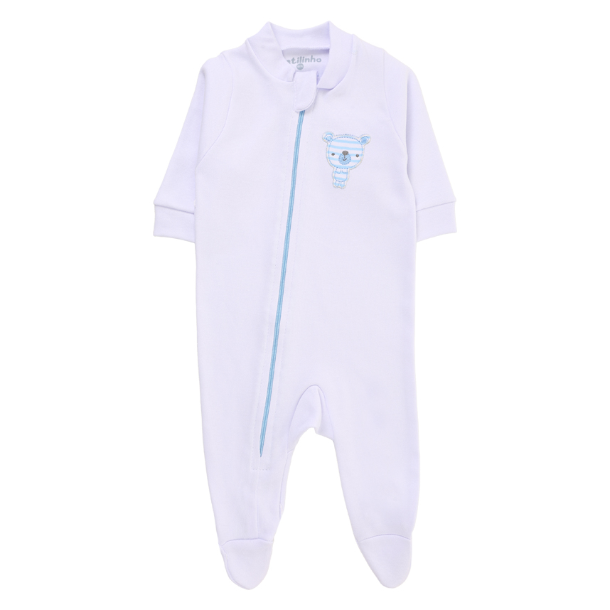 Macacão Longo Bebê Estilinho Em Suedine Estampa Ursos