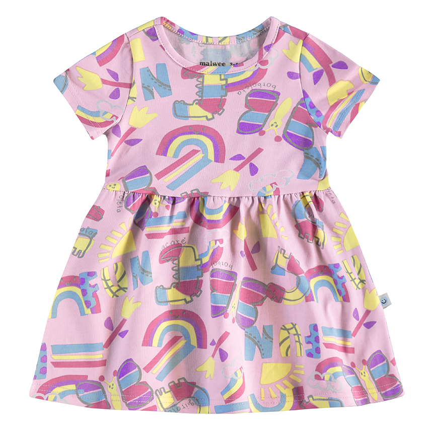 Vestido Bebê Malwee Manga Curta Estampado Em Cotton Vestido Bebê Malwee Manga Curta Estampado Em Cotton