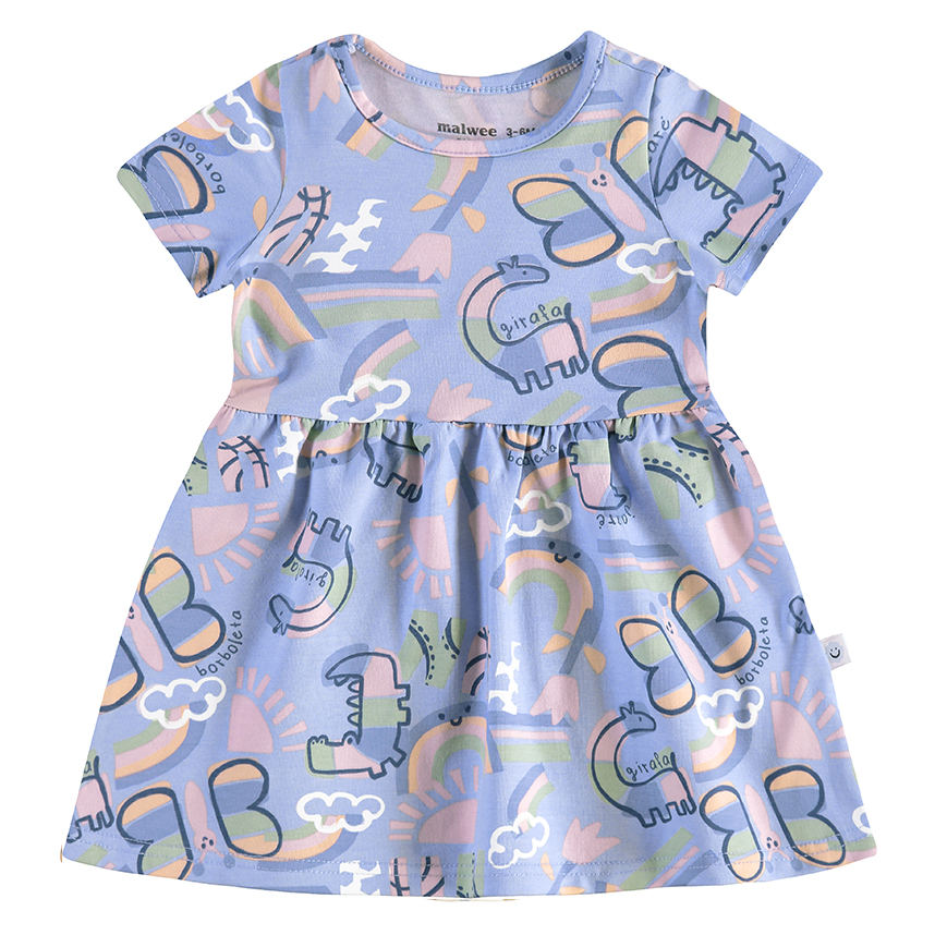 Vestido Bebê Malwee Manga Curta Estampado Em Cotton Vestido Bebê Malwee Manga Curta Estampado Em Cotton