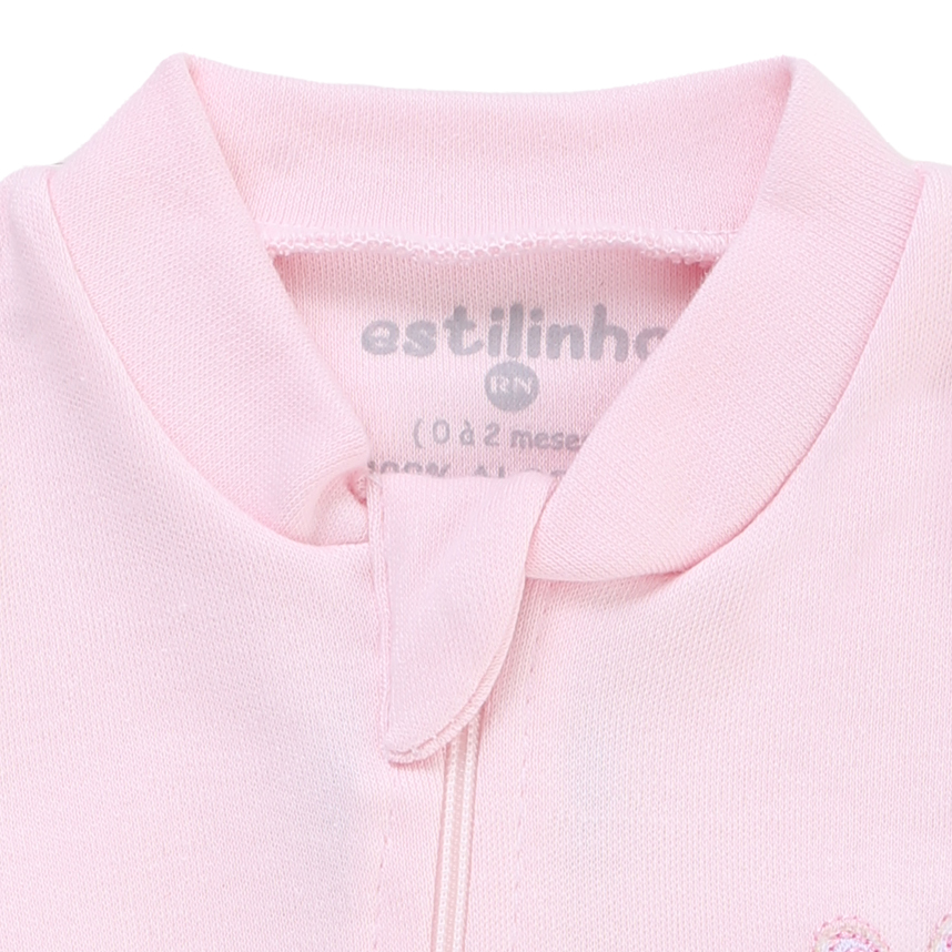 Macacão Longo Bebê Estilinho Em Suedine Bordado Urso